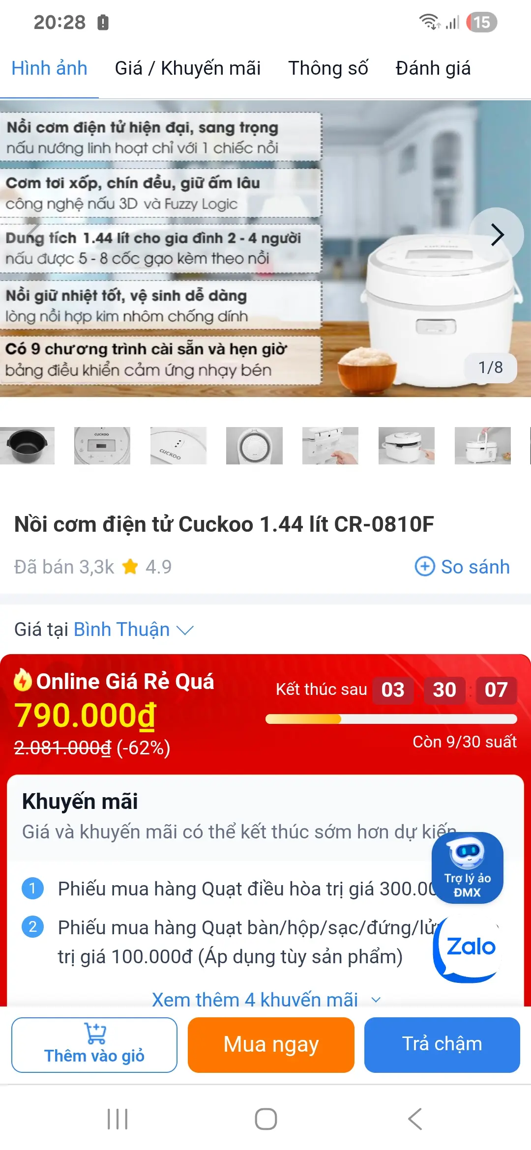 Khách hàng review Nồi cơm điện tử Cuckoo 1.44 lít CR-0810F 6