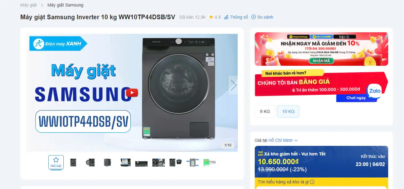 Khách hàng review Máy giặt Samsung AI Inverter 10 kg WW10T634DLX/SV 4