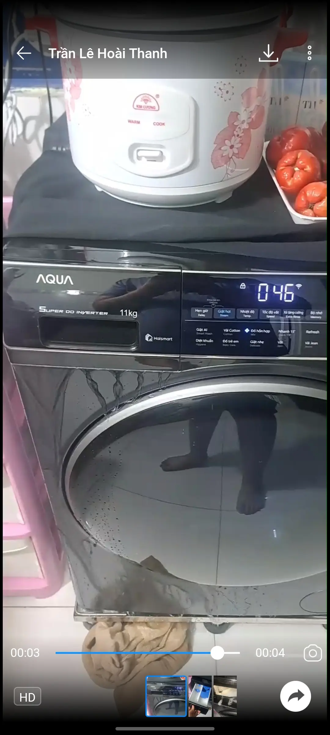 Khách hàng review Máy giặt Aqua Inverter 11 kg AW11-B4959U1K(B) 1