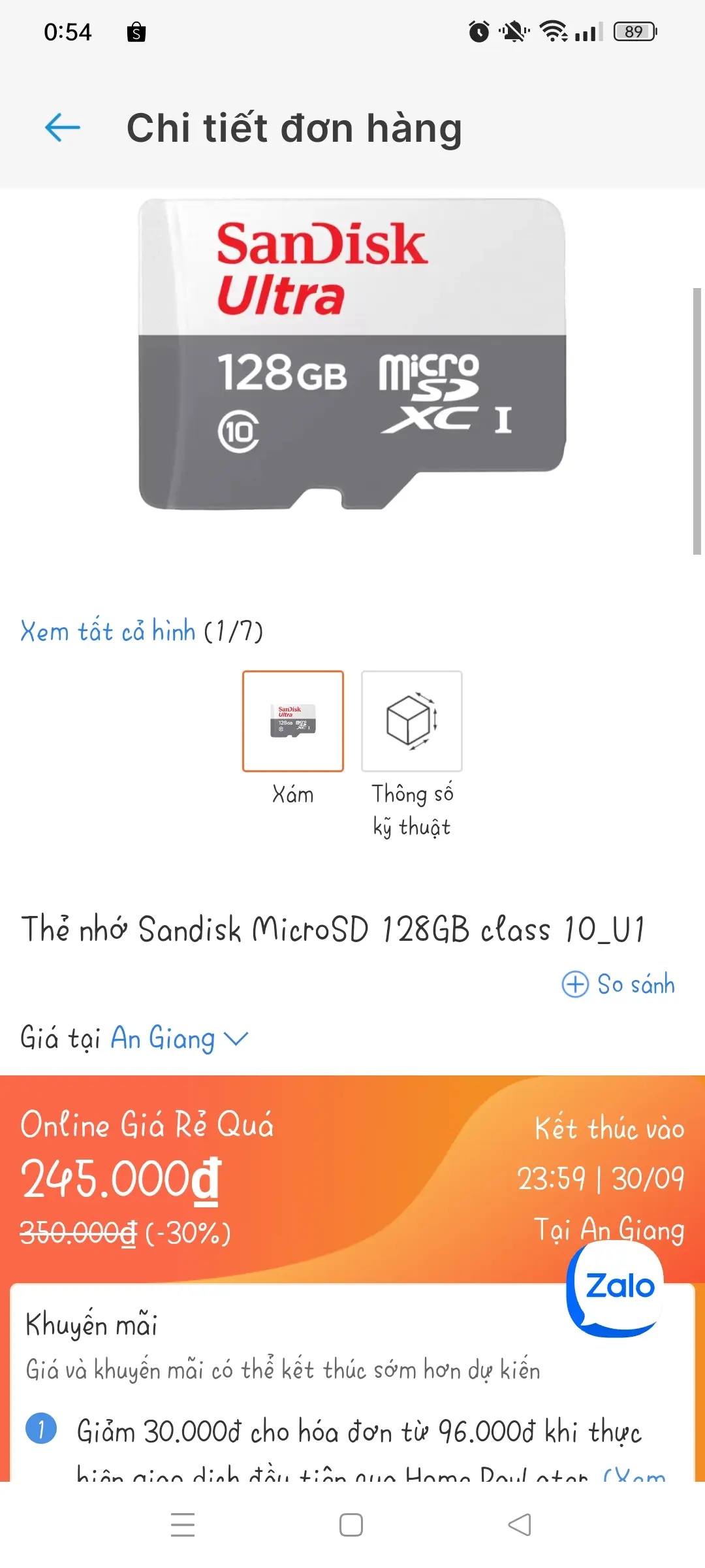Khách hàng review Thẻ nhớ Sandisk MicroSD 128GB class 10_U1 8