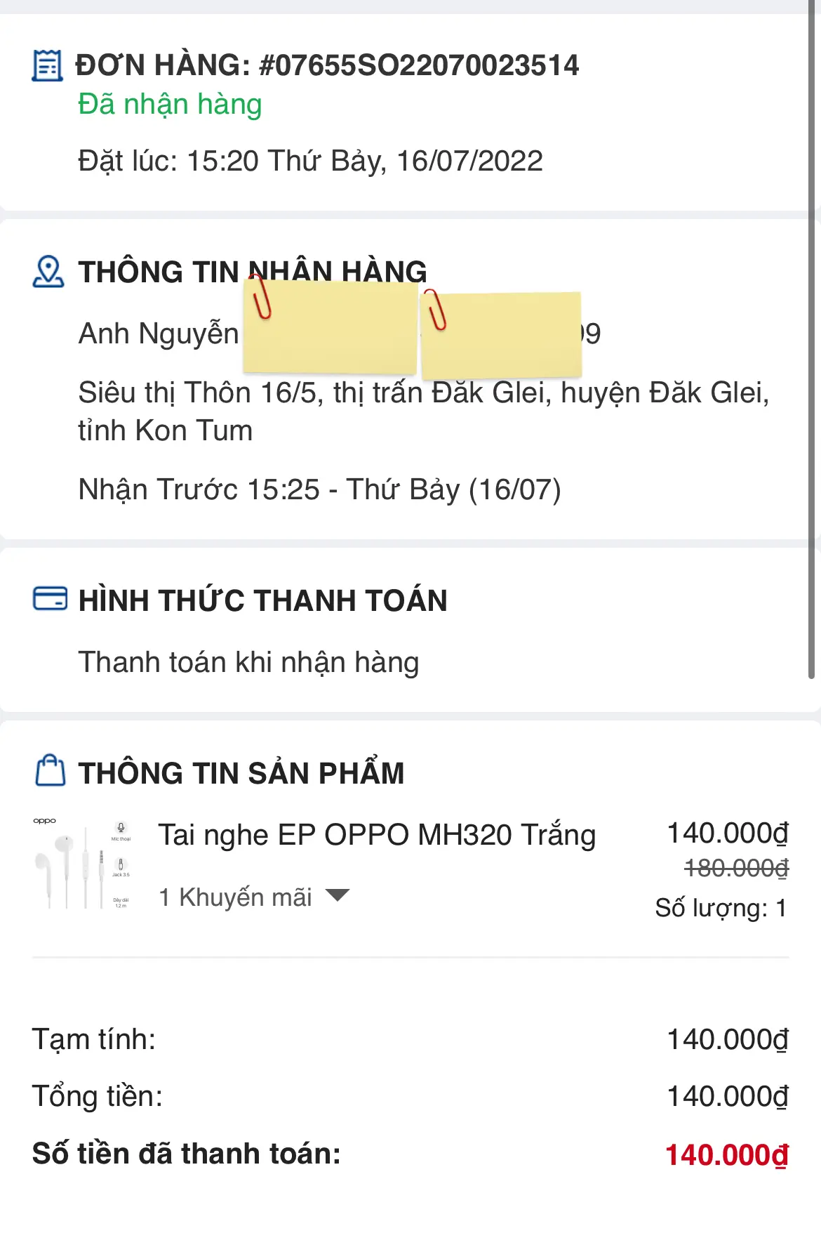 Khách hàng review Tai nghe Có Dây OPPO MH320 1