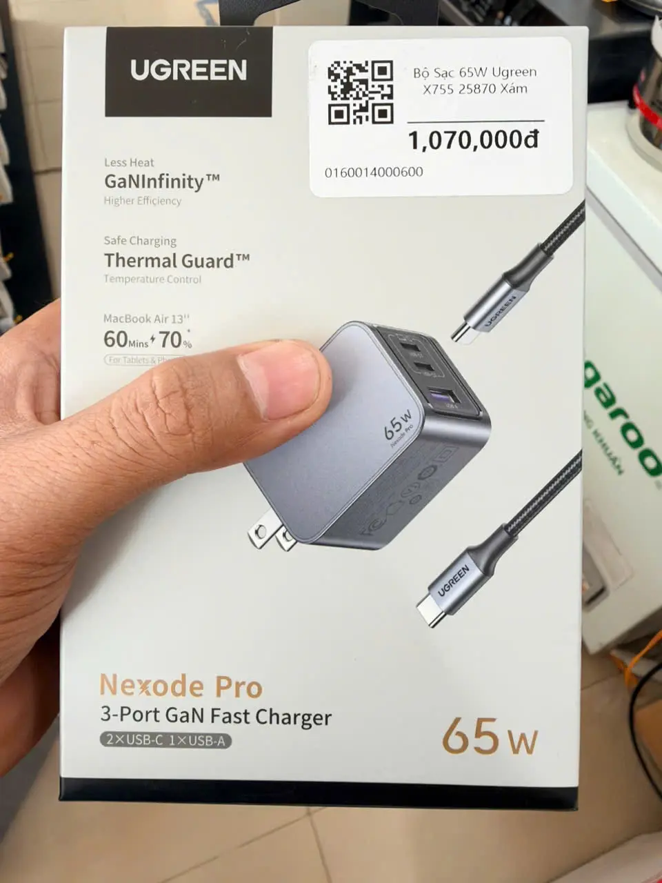 Khách hàng review Bộ sạc nhanh 3 cổng USB Type-C QC4.0  PD 65W Ugreen X755 25870 kèm Cáp Type C - Type C 1