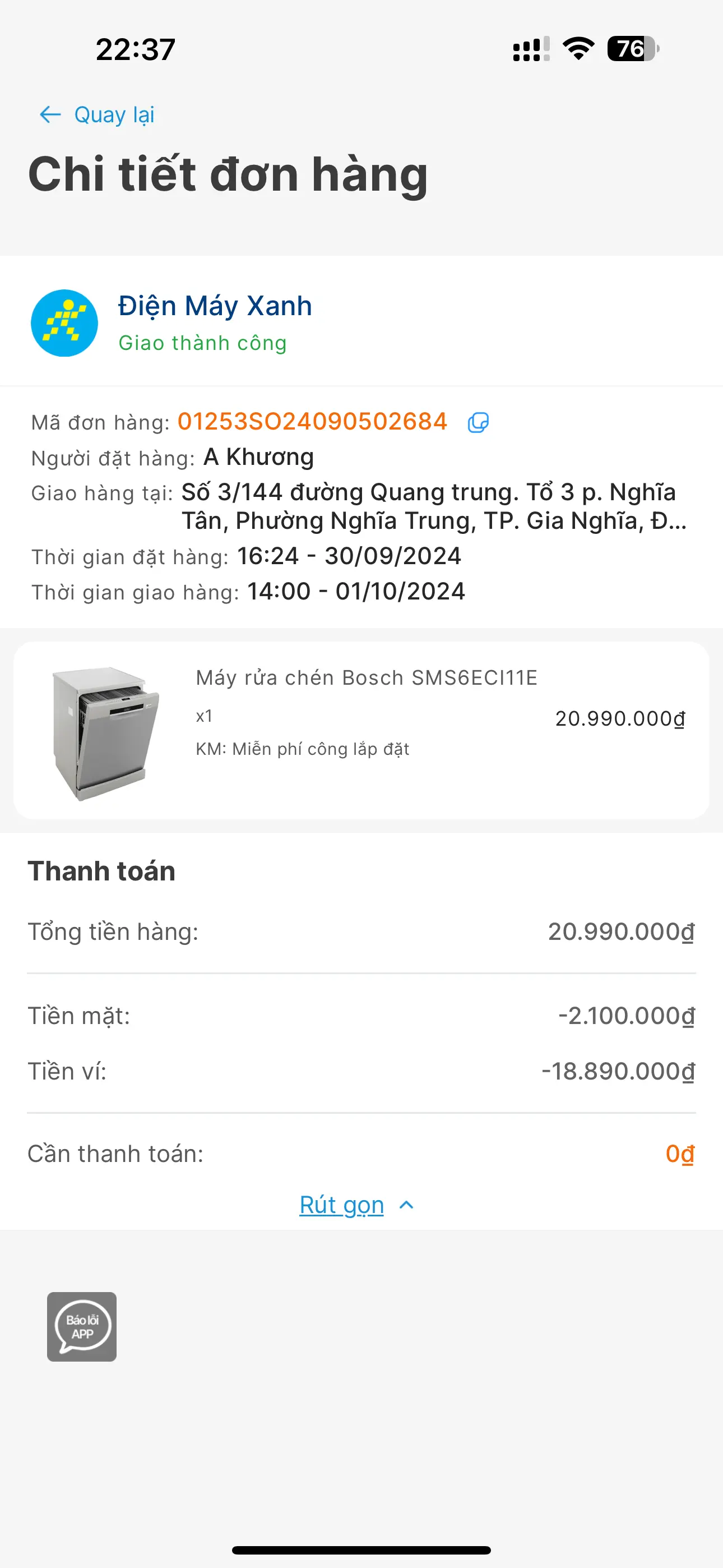 Khách hàng review Máy rửa chén độc lập Bosch SMS6ECI11E 1