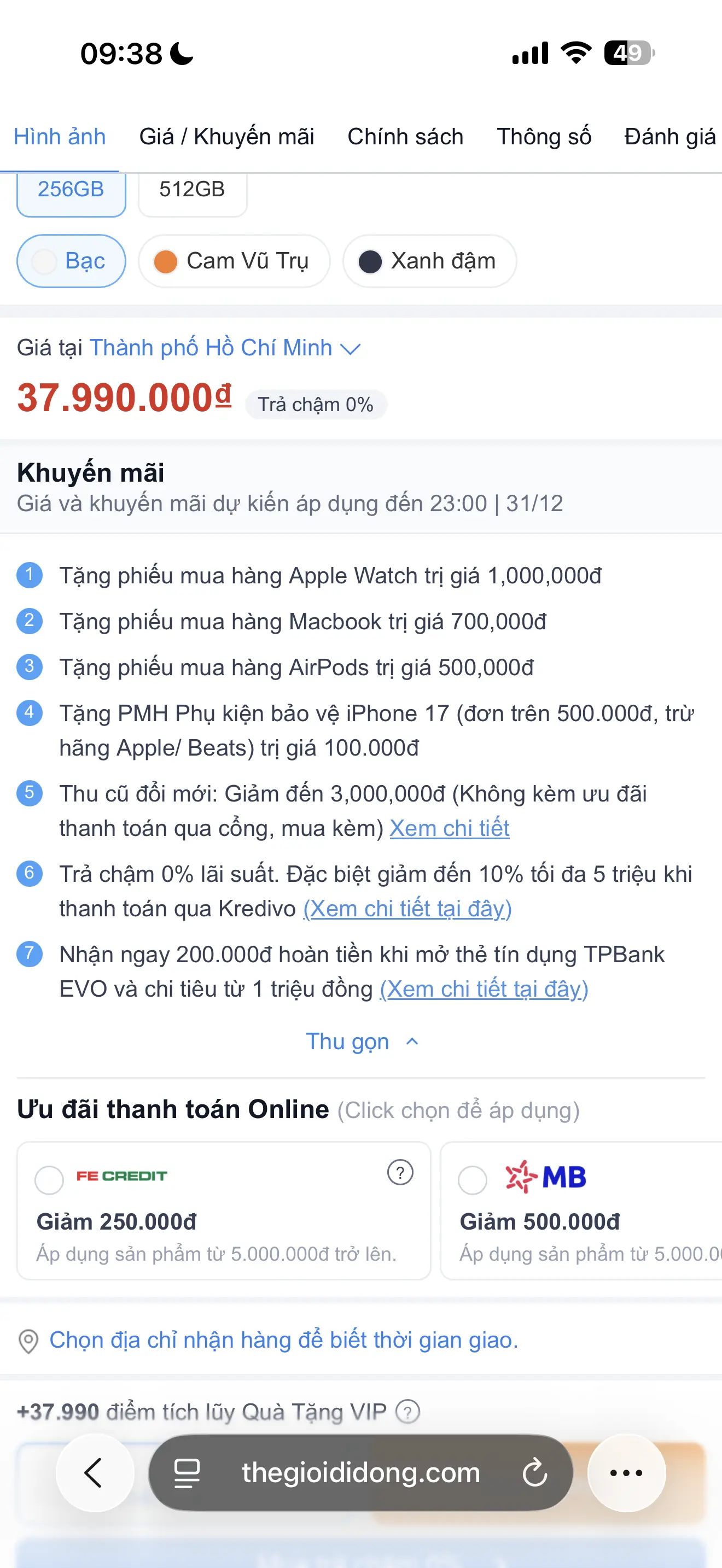 Khách hàng review Điện thoại iPhone 17 Pro Max 256GB 15
