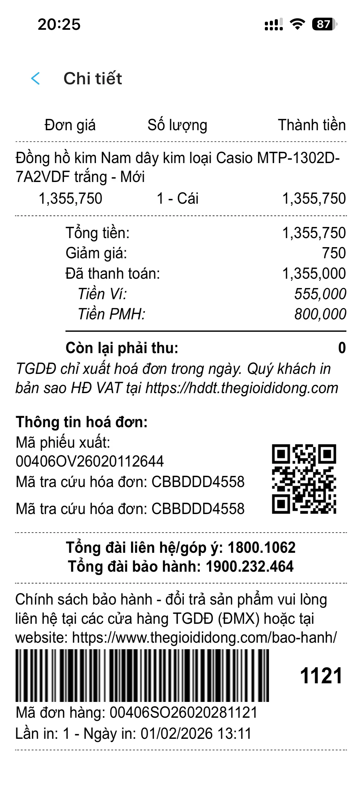 Khách hàng review Đồng hồ CASIO 38.5 mm Nam MTP-1302D-7A2VDF 1