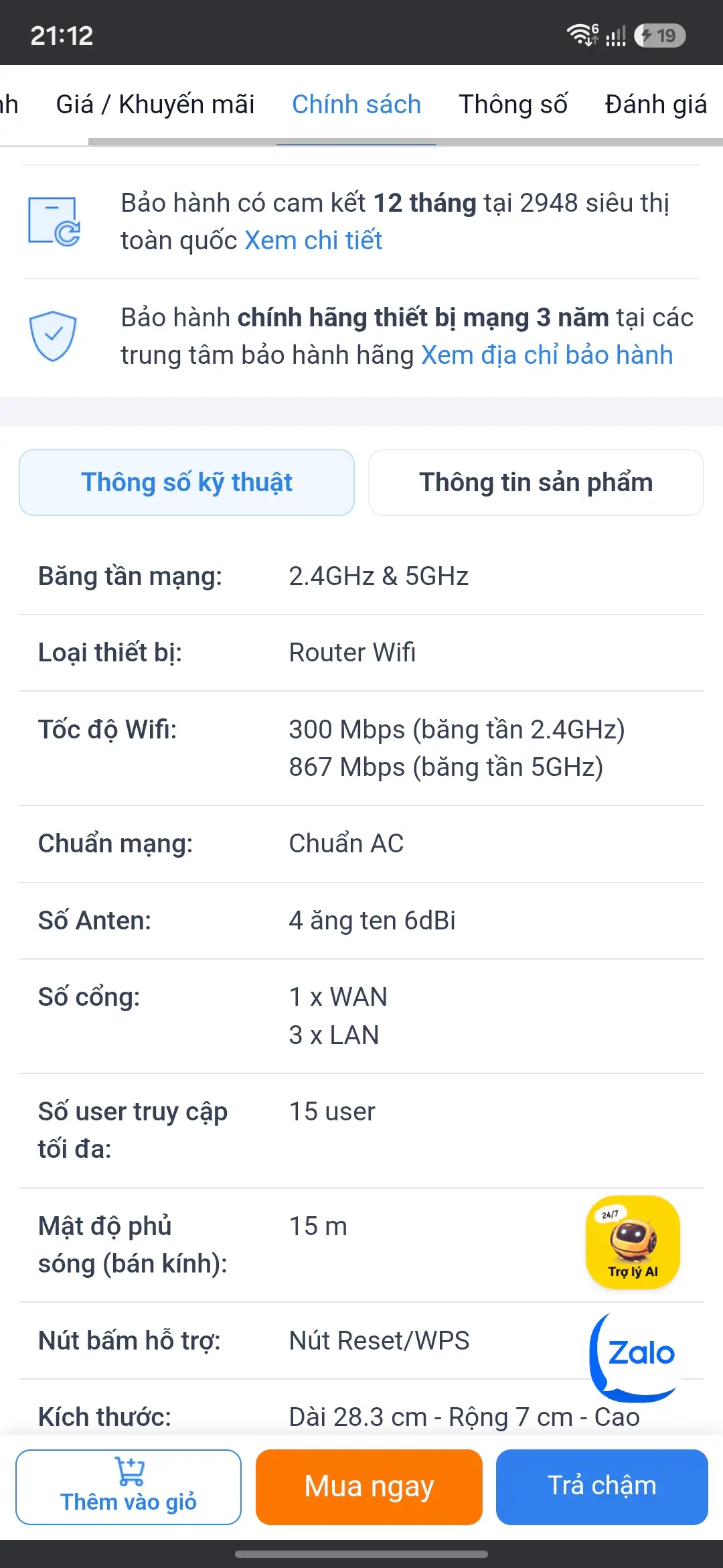 Khách hàng review Router Wifi Chuẩn AC1200 Tenda AC6 2