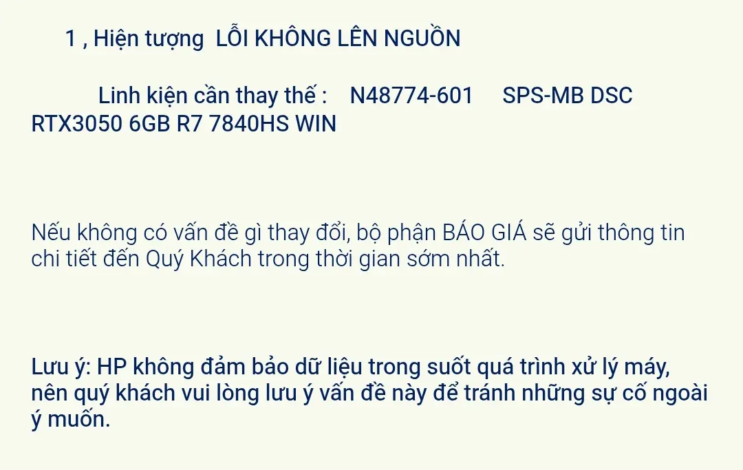Khách hàng review Laptop HP Gaming VICTUS 16 s0077AX - 8C5N6PA (R7 7840HS, 16GB, 512GB, RTX 3050 6GB, Full HD 144Hz, Win11) 1