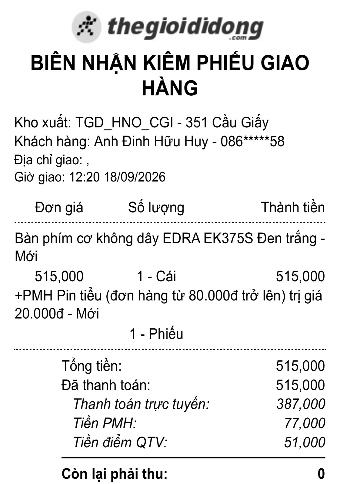 Khách hàng review Bàn Phím Cơ Bluetooth EDRA EK375S 1