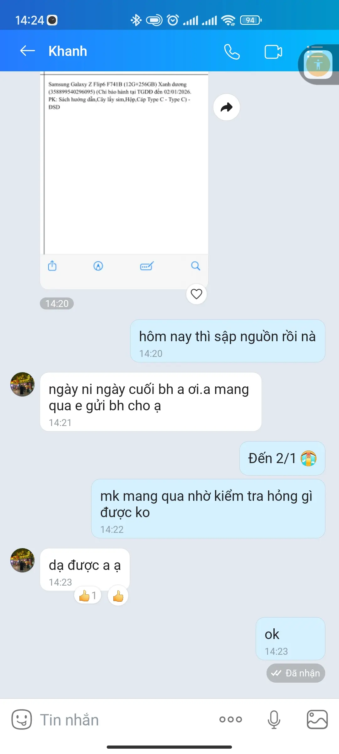 Khách hàng review Điện thoại Samsung Galaxy Z Flip6 5G 12GB/256GB 1