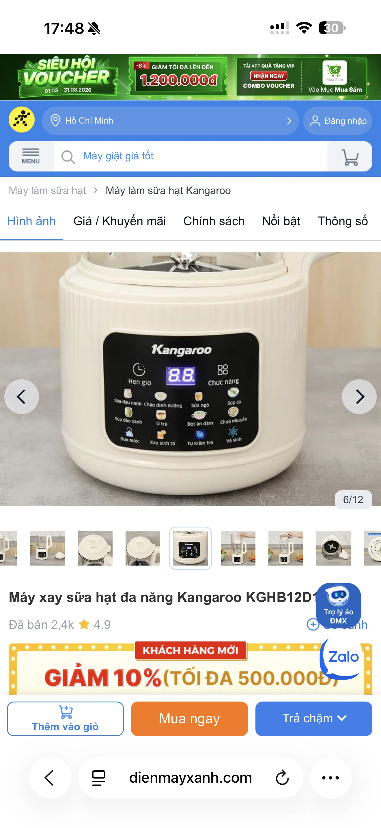 Khách hàng review Máy làm sữa hạt đa năng Kangaroo KGHB12D1ECO 2