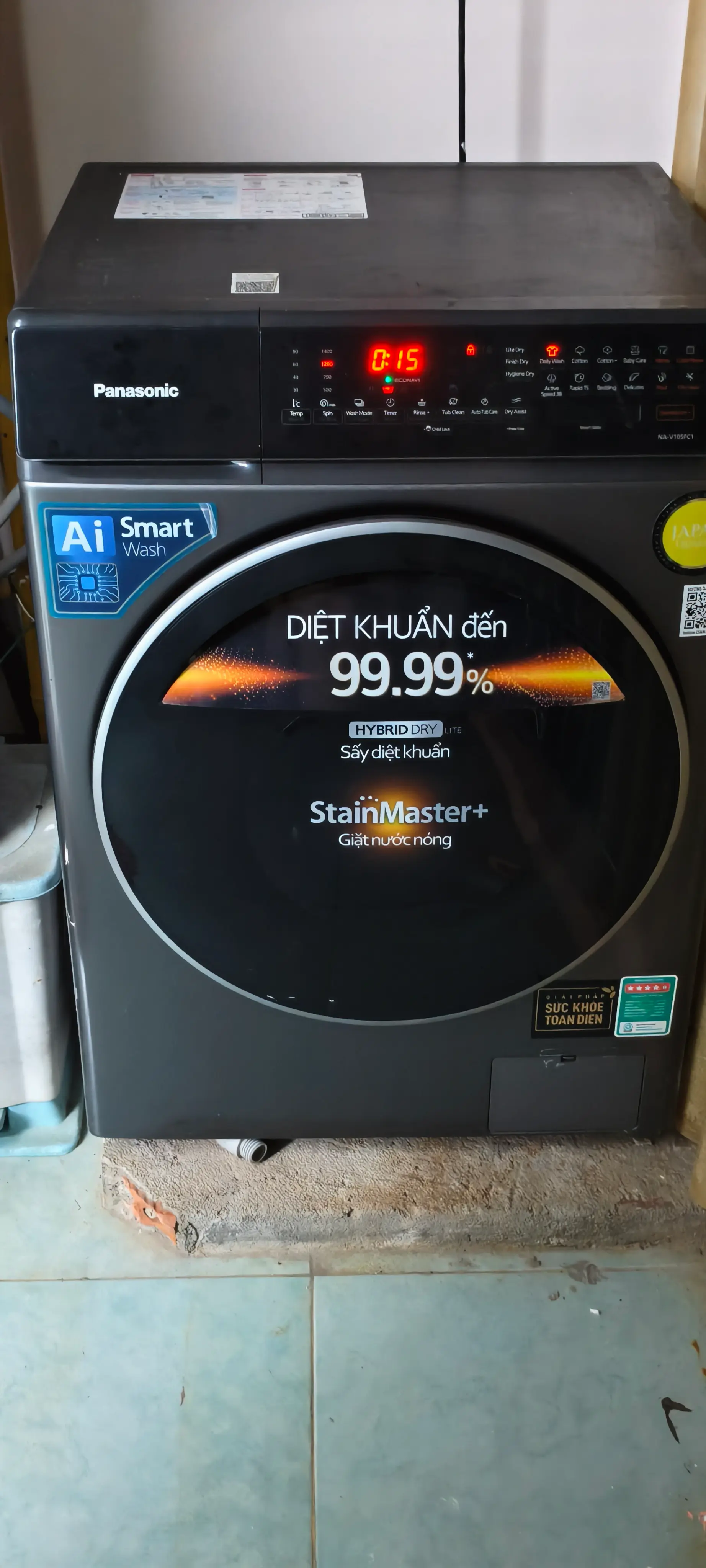 Khách hàng review Máy giặt Panasonic Inverter giặt 10.5 kg - sấy tiện ích 2 kg NA-V105FC1LV 1