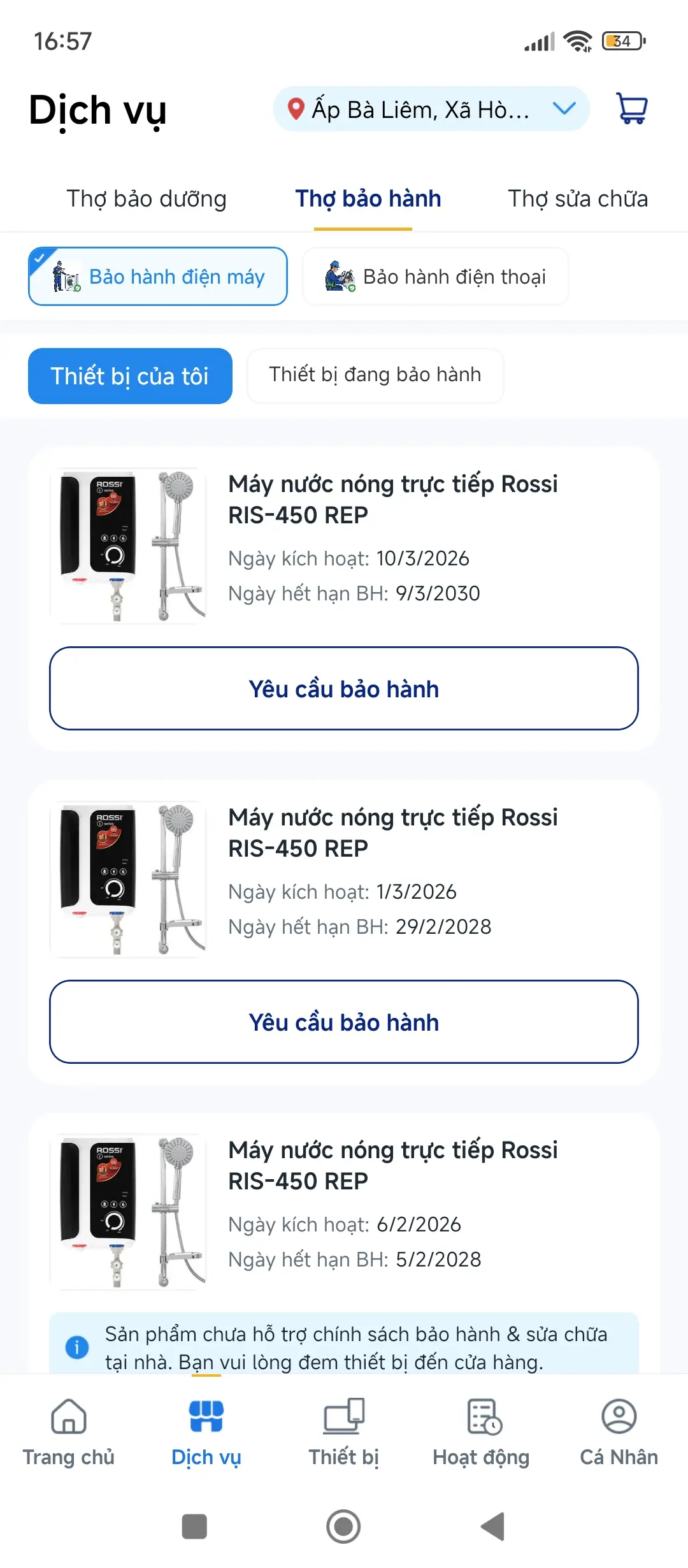 Khách hàng review Máy nước nóng trực tiếp Rossi 4500W RIS-450 REP 1