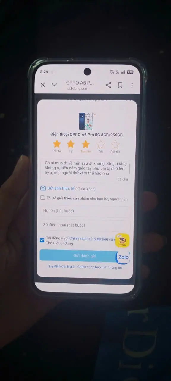 hách hàng review Điện thoại OPPO A6 Pro 5G 8GB/256GB 6