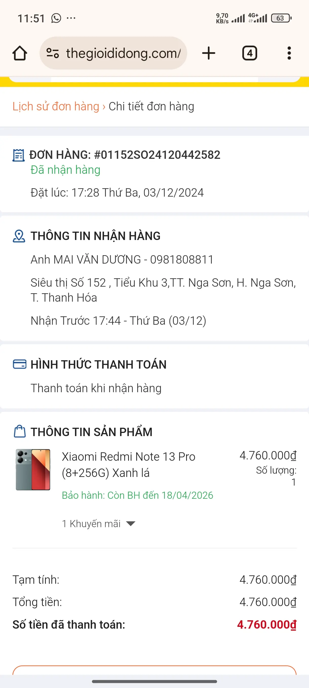 Khách hàng review Điện thoại Xiaomi Redmi Note 13 Pro 8GB/256GB 1