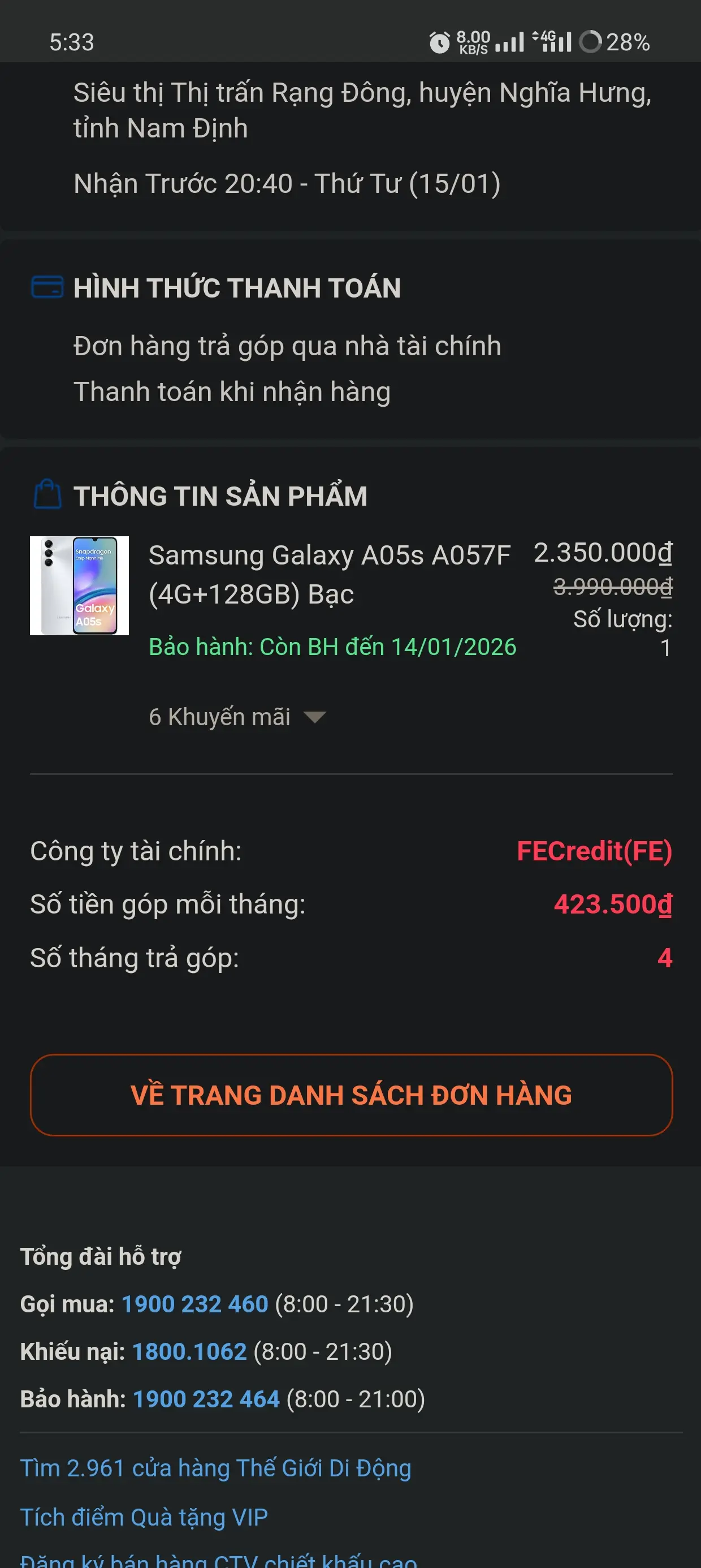 Khách hàng review Điện thoại Samsung Galaxy A05s 4GB/128GB 1