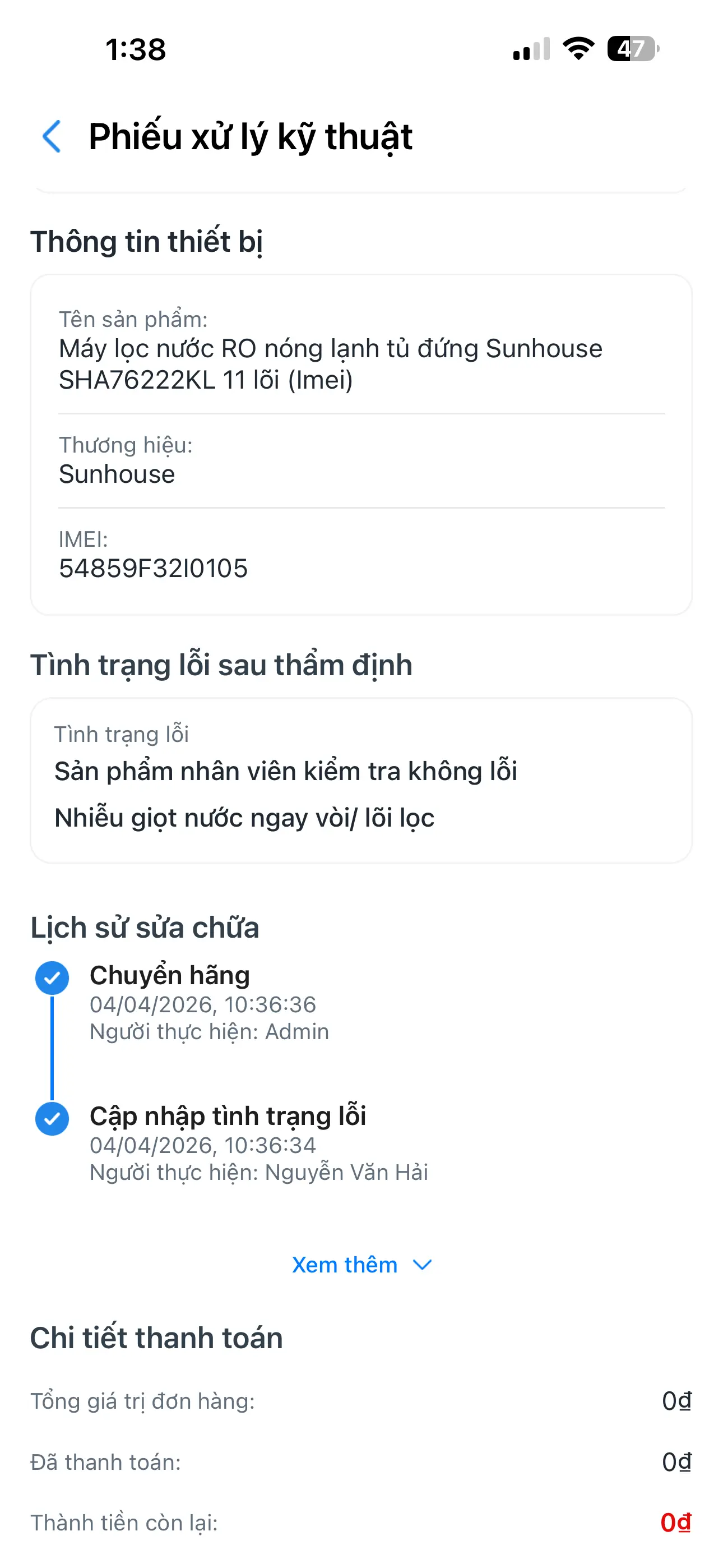 Khách hàng review Máy lọc nước RO nóng nguội lạnh Hydrogen Sunhouse UltraPURE SHA76222KL 11 lõi 4