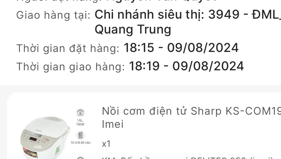 Khách hàng review Nồi cơm điện tử Sharp 1.8 lít KS-COM191EV-WH 3