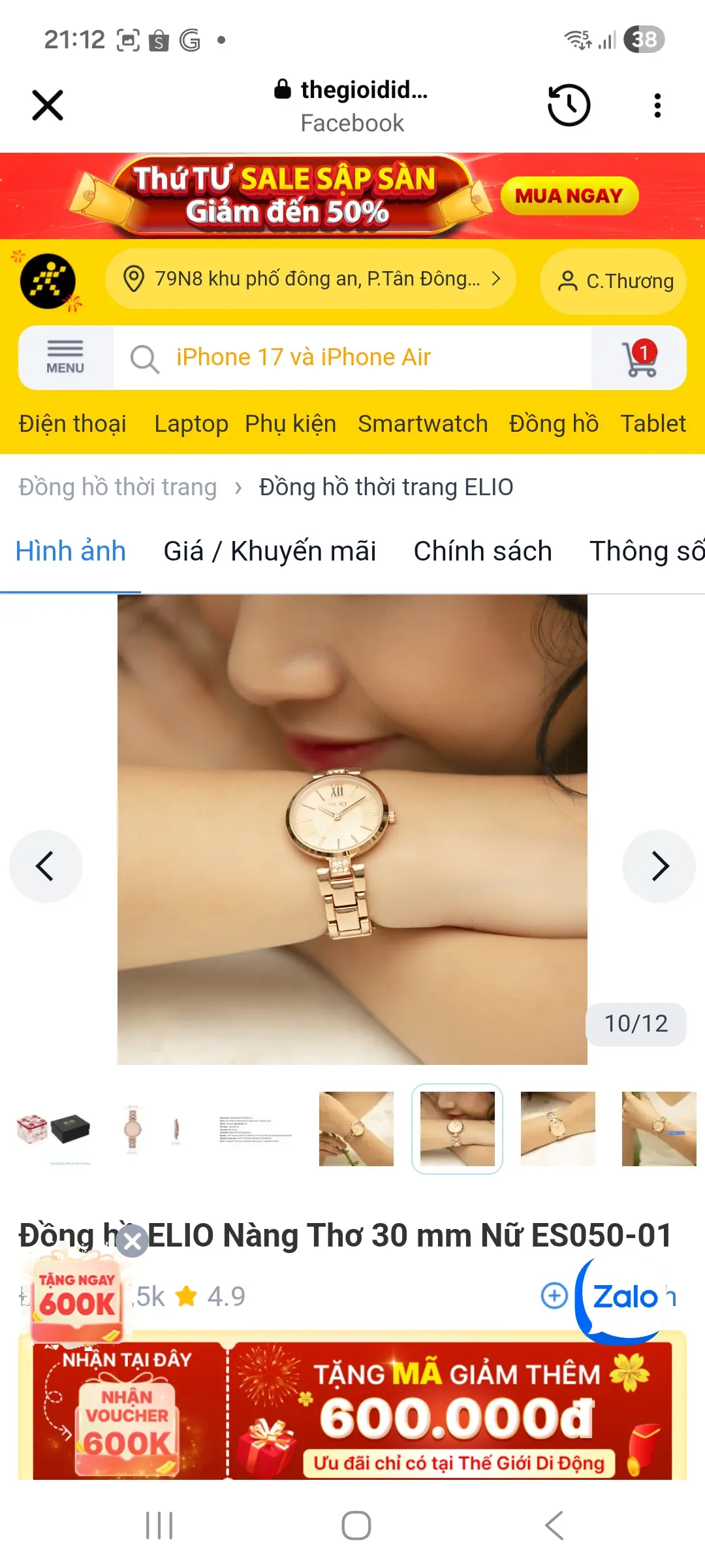 Khách hàng review Đồng hồ ELIO Nàng Thơ 30 mm Nữ ES050-01 1