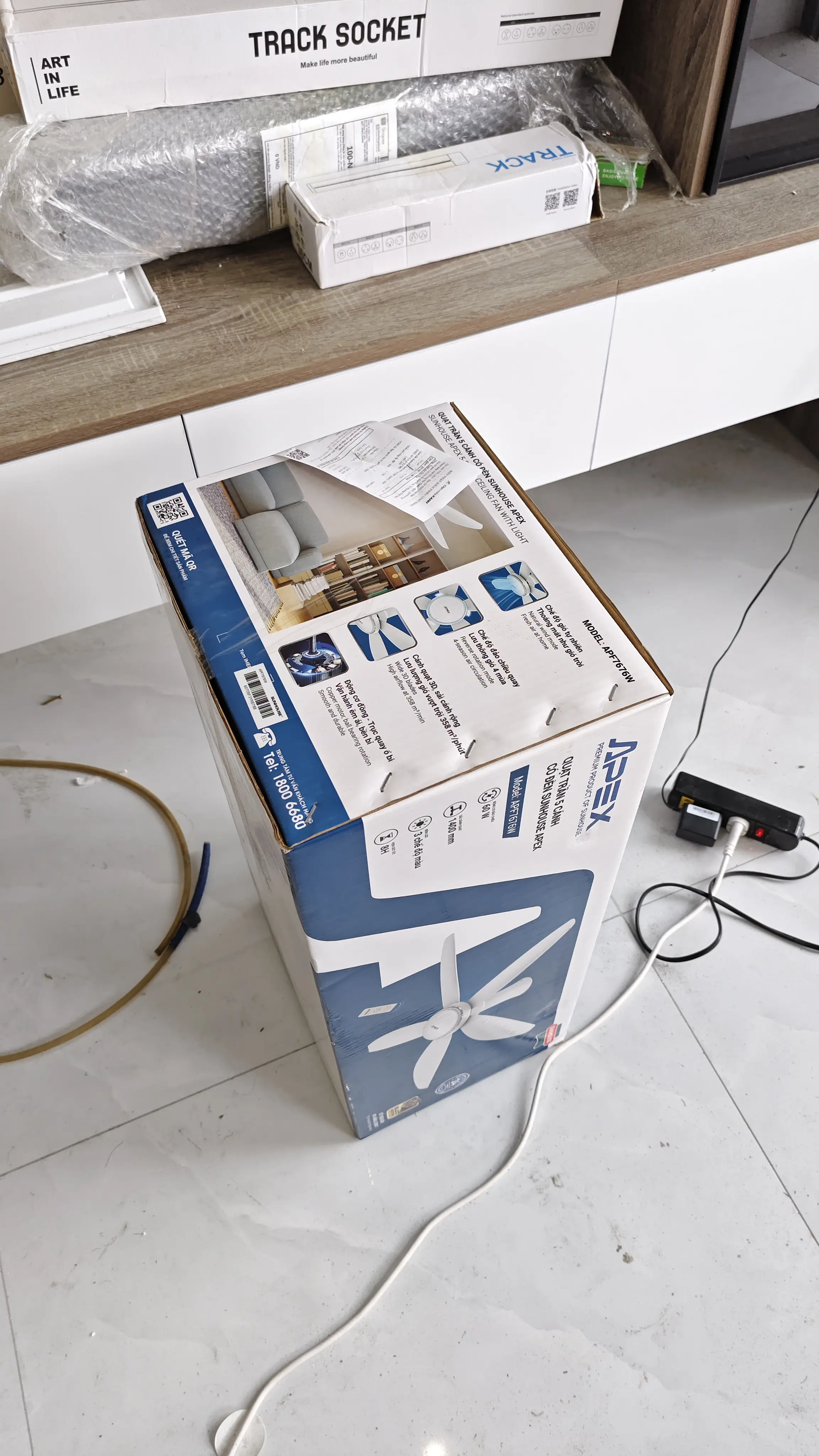Khách hàng review Quạt trần Sunhouse Apex 5 cánh APF7676W 60W 1