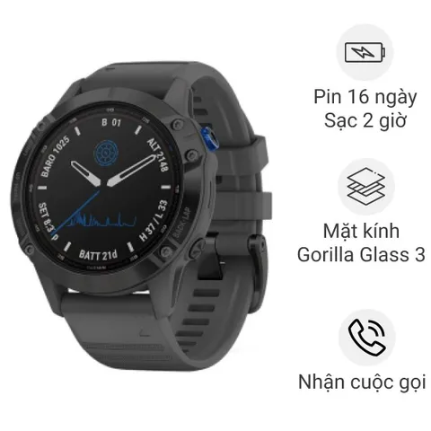 Đồng hồ thông minh Garmin Fenix 6 Pro Solar 47mm Xám