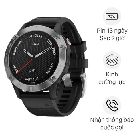 Đồng hồ thông minh Garmin Fenix 6 dây silicone đen