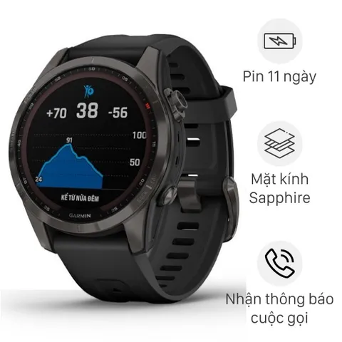Đồng hồ thông minh Garmin Fenix 7S viền Titanium