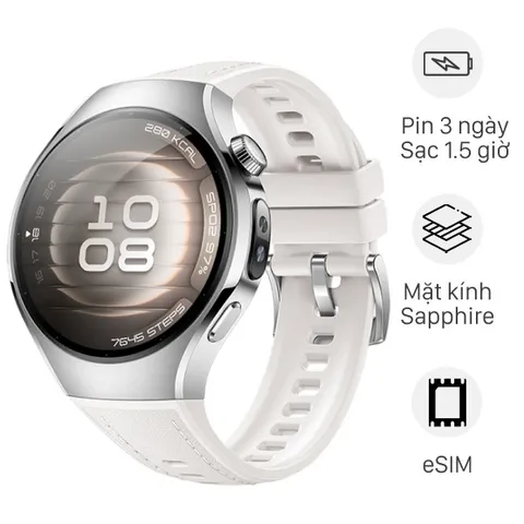 Huawei Watch 5 42mm viền thép dây composite Trắng