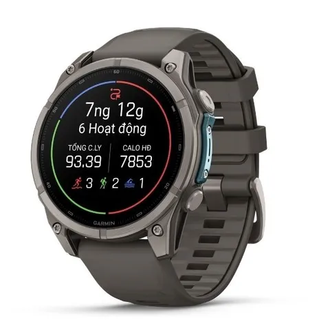 Garmin Fenix 9 Sapphire 47mm viền Titanium dây silicone
