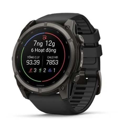 Garmin Fenix 9 Sapphire 51mm viền Titanium Carbon dây silicone