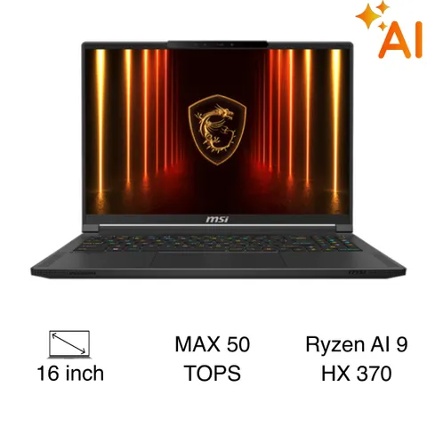 MSI Gaming Stealth A16 AI+ A3XWFG - 018VN (R9 AI HX 370, 32GB, 1TB, RTX 5060 8GB, QHD+ OLED, 240Hz, Win11)