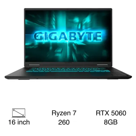 GIGABYTE Gaming A16 - 3VHK3VN893SH (R7 260, 16GB, 512GB, RTX 5060 8GB, Full HD+ 165Hz, Win11)