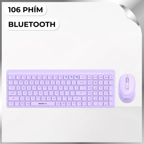 Bộ Bàn Phím Chuột Bluetooth MicroPack KM-268W - Tím