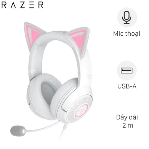 Tai nghe Chụp tai Gaming Razer Kraken Kitty V2