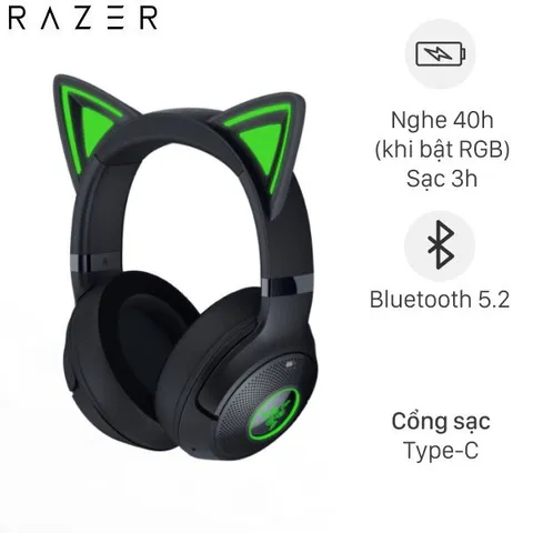 Tai nghe Bluetooth Chụp Tai Gaming Razer Kraken Kitty V2 BT