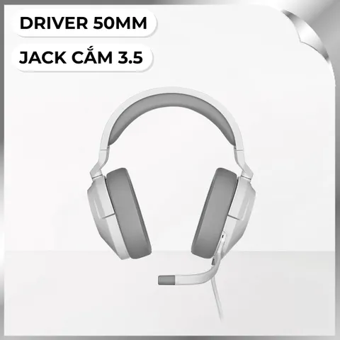 Tai nghe Chụp Tai Gaming Corsair HS55 Stereo White/CA-9011261-AP