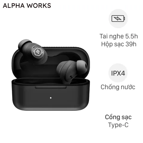 Tai nghe Bluetooth True Wireless Alpha Works AW CURVE320BLK