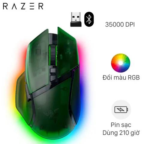 Chuột sạc Bluetooth Gaming Razer Basilisk V3 Pro 35K Phantom Green Edition
