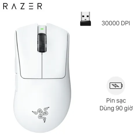 Chuột sạc Không dây Gaming Razer DeathAdder V3 Pro White Edition