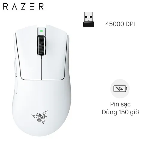 Chuột sạc Không dây Gaming Razer DeathAdder V4 Pro White Edition