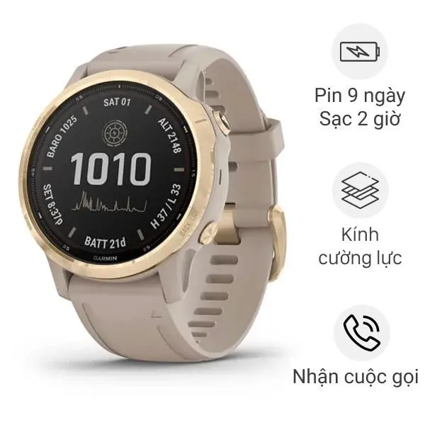 Đồng hồ thông minh Garmin Fenix 6S Pro Solar 42mm Xám