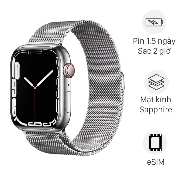 Apple Watch Series 7 GPS + Cellular 45mm dây thép
