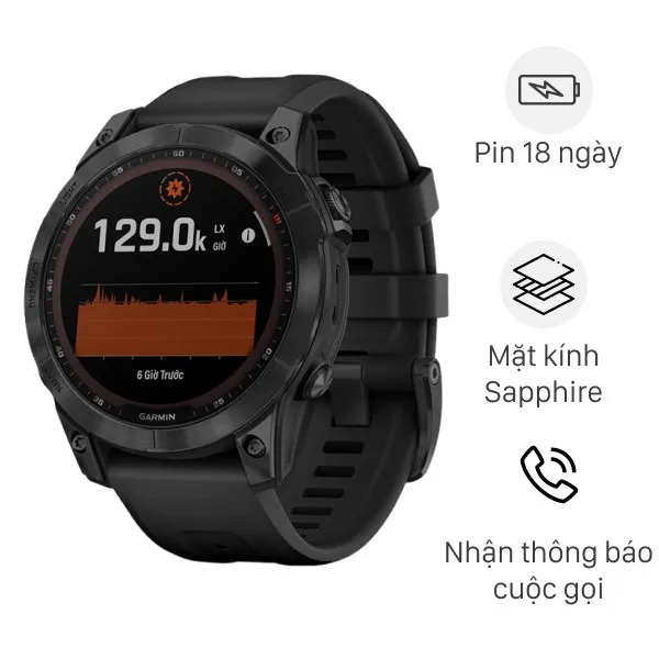 Đồng hồ thông minh Garmin Fenix 7 Sapphire 47mm Đen