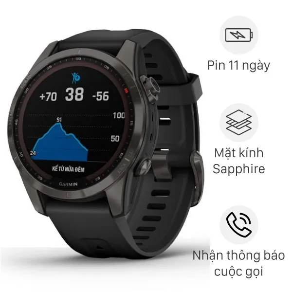 Đồng hồ thông minh Garmin Fenix 7S viền Titanium