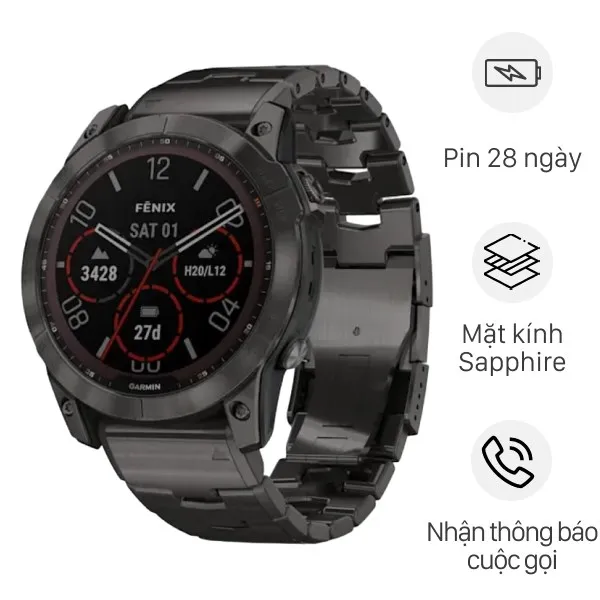 Đồng hồ thông minh Garmin Fenix 7X Titanium 51mm