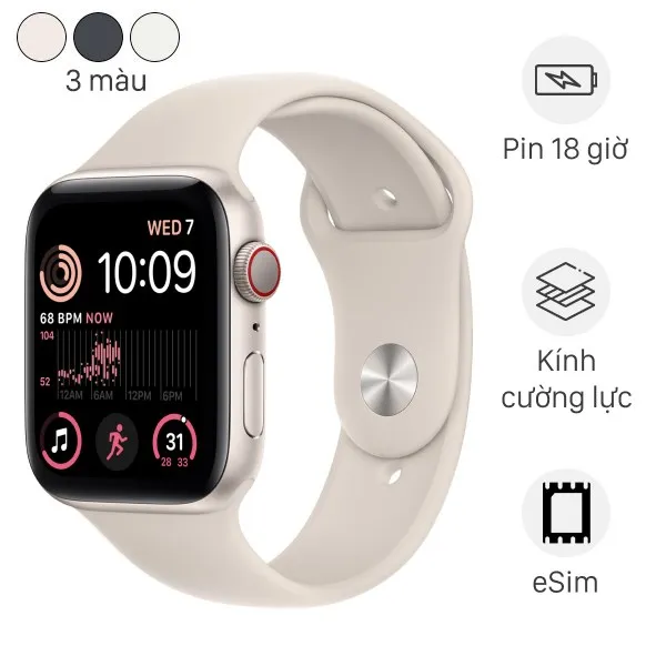 Apple Watch SE 2022 GPS + Cellular 44mm viền nhôm dây thể thao