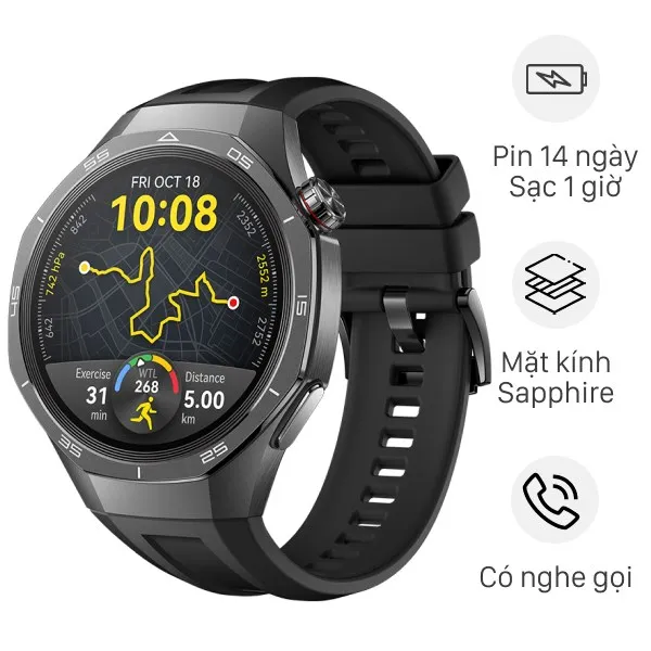 Huawei Watch GT 5 Pro 46mm viền Titanium dây cao su