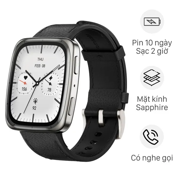Amazfit Active 2 Square Sapphire 43.3mm dây da