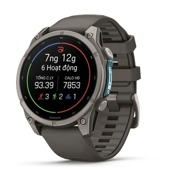 Garmin Fenix 9 Sapphire 47mm viền Titanium dây silicone