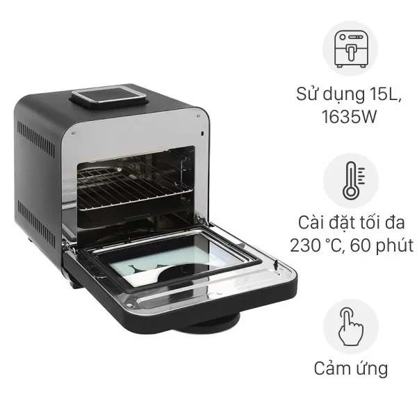 Lò chiên không dầu kết hợp hấp Kalite 15 lít STEAM STAR