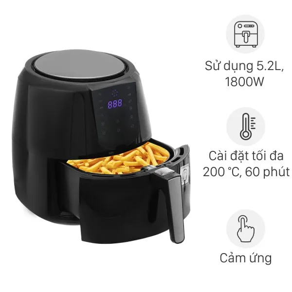 Nồi chiên không dầu Lock&Lock 5.2 lít EJF357BLK
